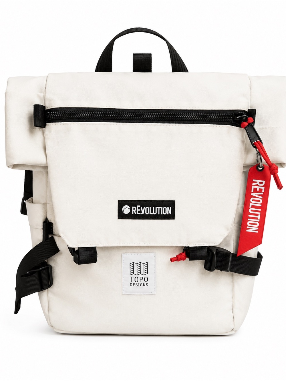 Topo Designs x Revolution Rolltop Backpack White Water-Resistant Laptop Travel D